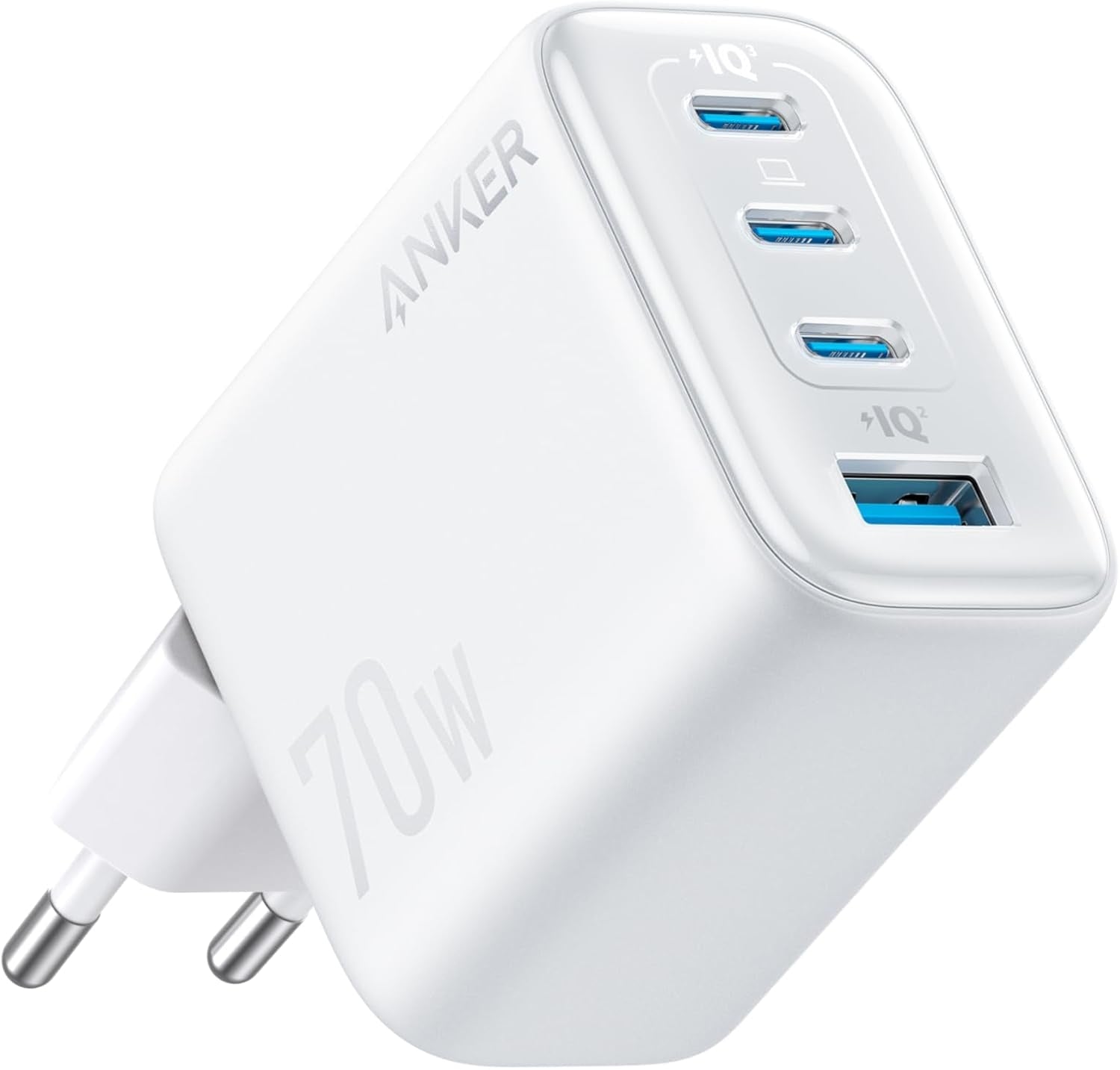 Anker Zolo Ultra Fast 70W USB-C 4-Port oplader, kompakt og stabil til iPhone 16/15, MacBook Air, iPad, Pixel, Galaxy