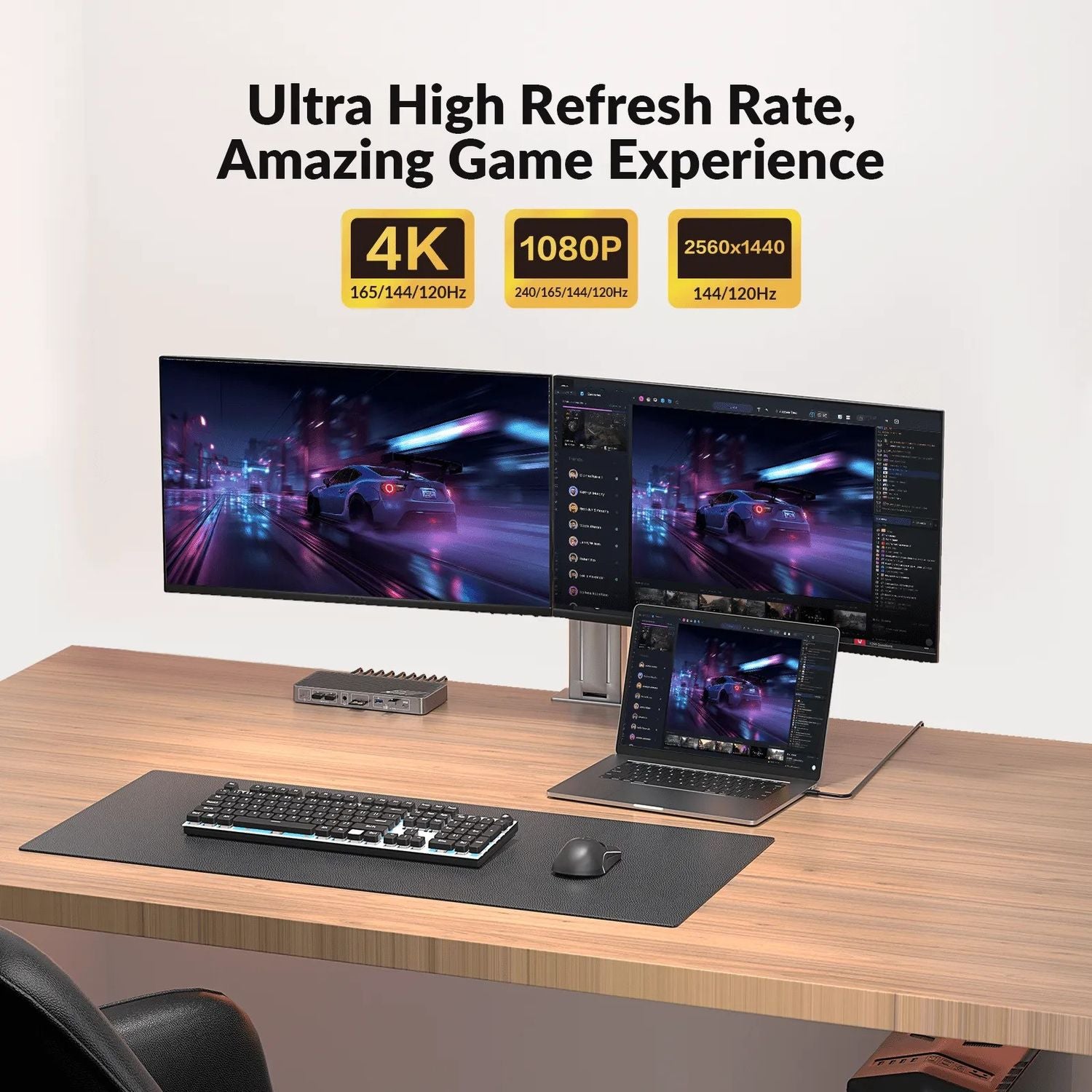 AV Access iDock B10 USB-C KVM-Switch Dockningsstation 2 til 2 for 1 Bærbar & 1 Stationær, 8K@60Hz Dobbelt Skærm, 100W Opladning, USB 3.2, 1G Ethernet