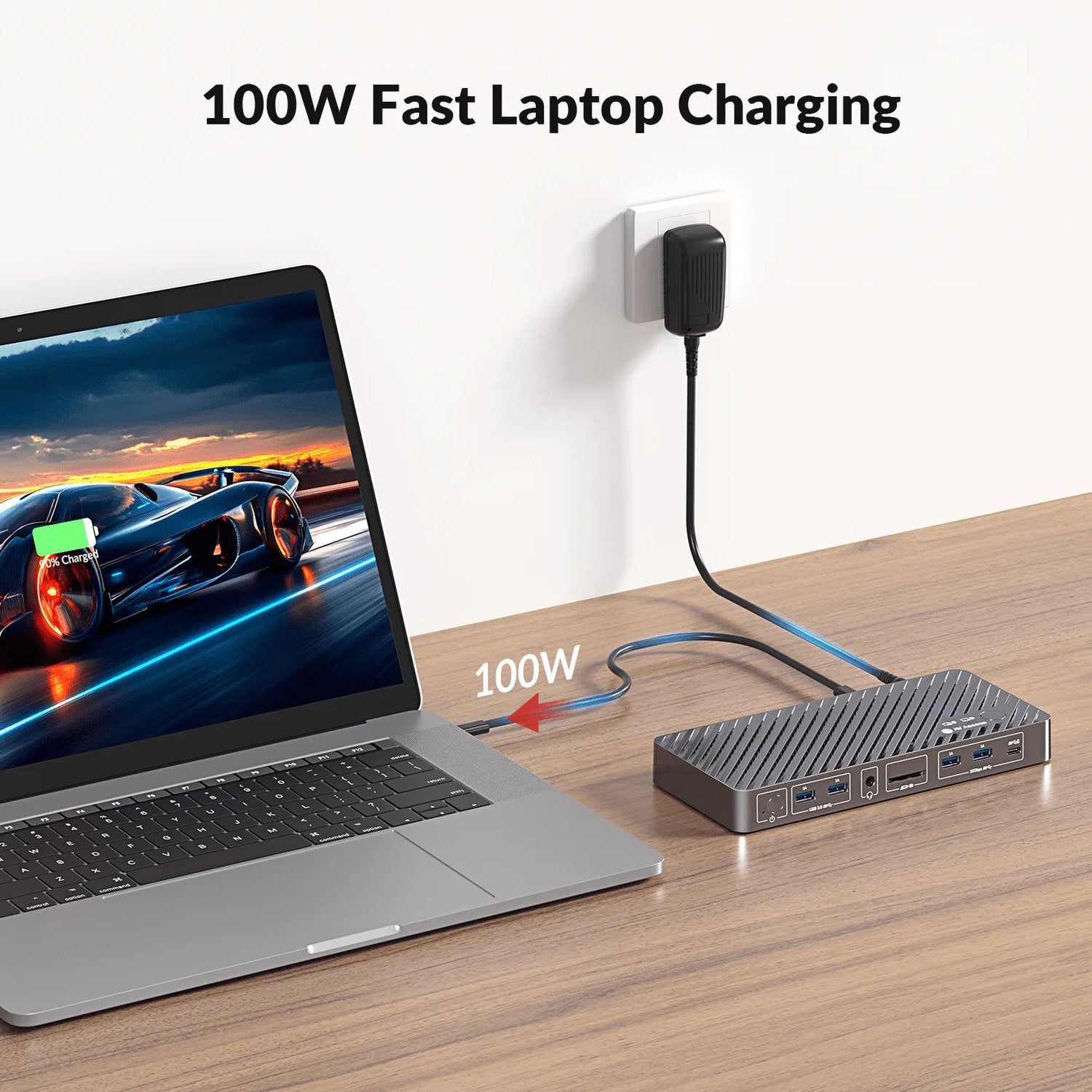 AV Access iDock B10 USB-C KVM-Switch Dockningsstation 2 til 2 for 1 Bærbar & 1 Stationær, 8K@60Hz Dobbelt Skærm, 100W Opladning, USB 3.2, 1G Ethernet