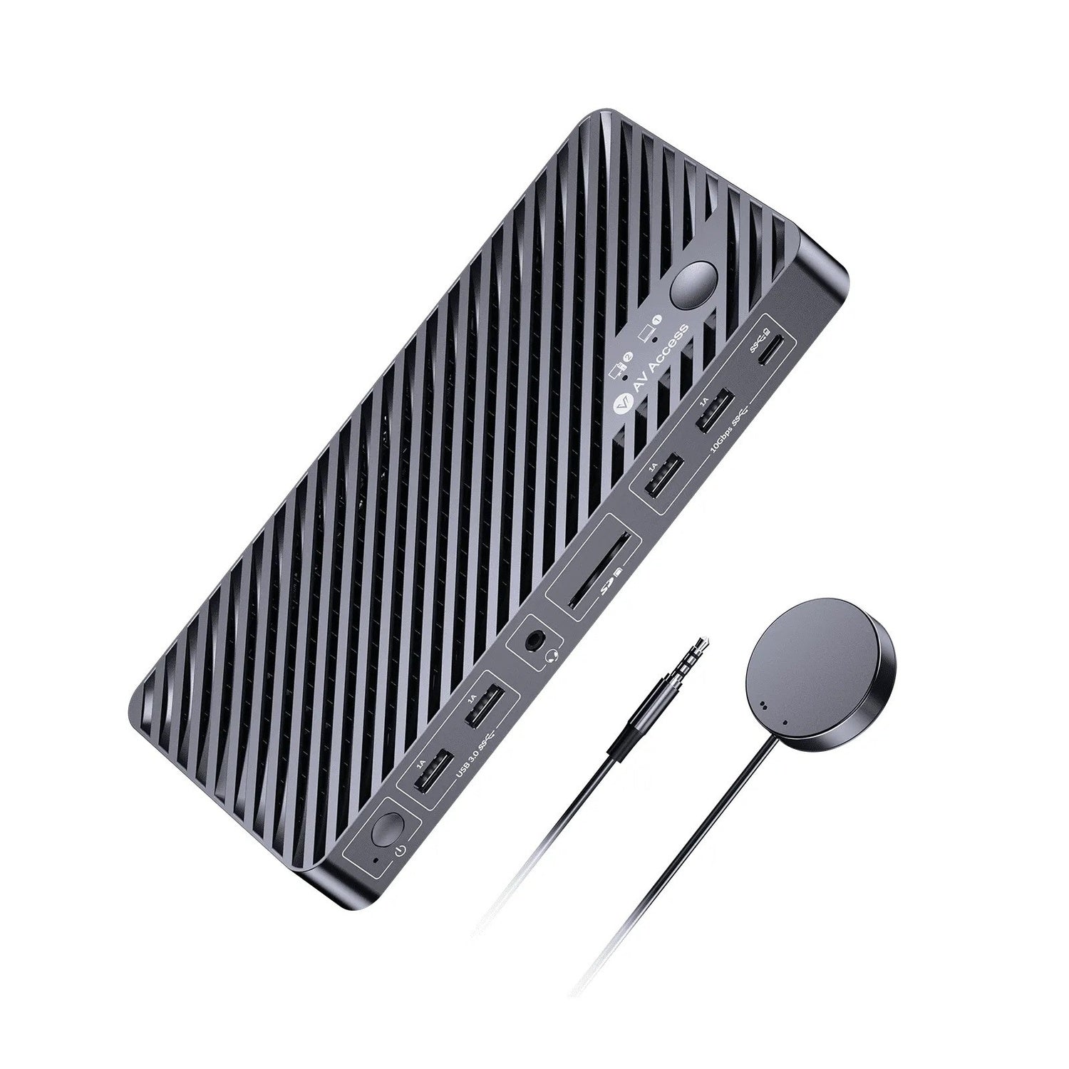 AV Access iDock B10 USB-C KVM-Switch Dockningsstation 2 til 2 for 1 Bærbar & 1 Stationær, 8K@60Hz Dobbelt Skærm, 100W Opladning, USB 3.2, 1G Ethernet