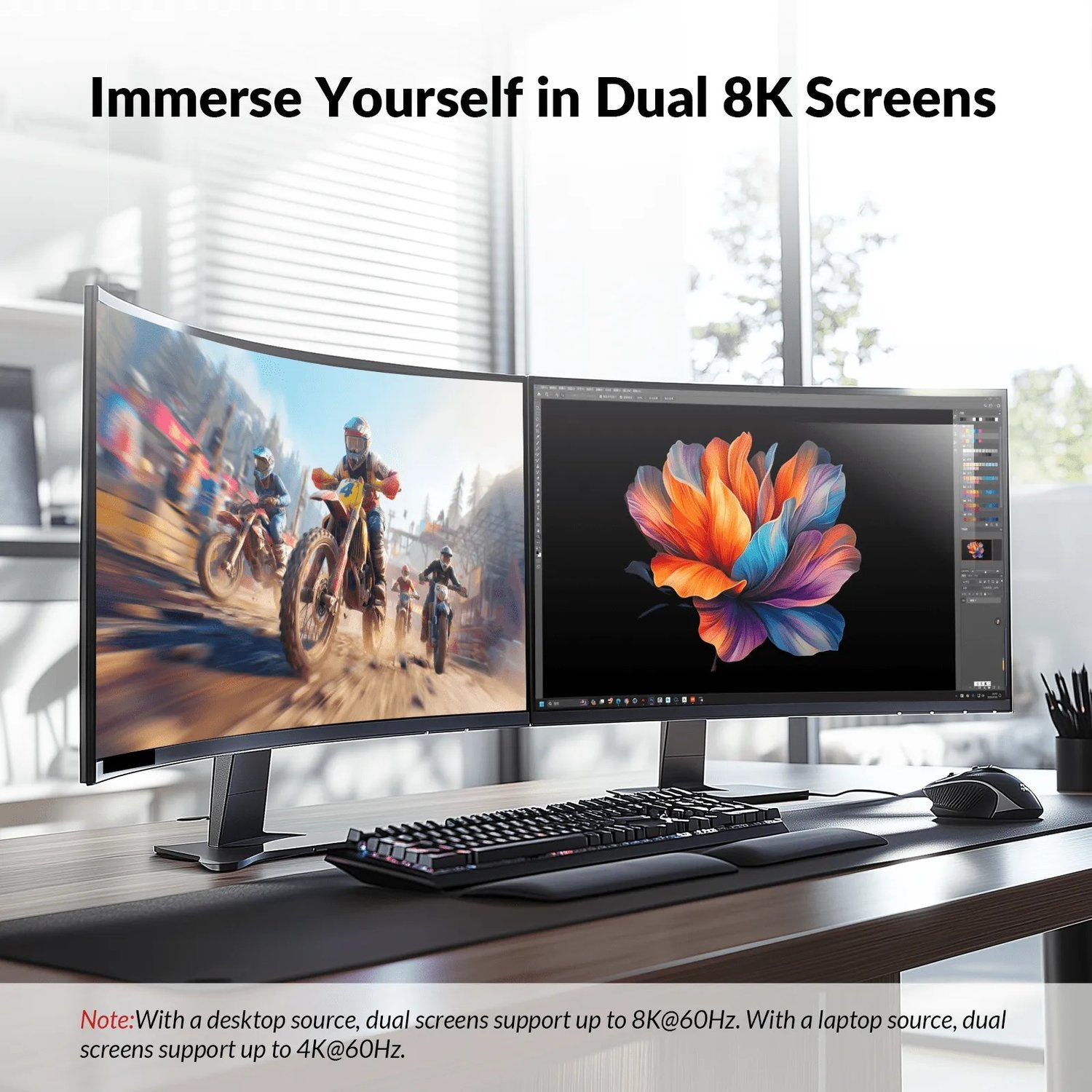 AV Access iDock B10 USB-C KVM-Switch Dockningsstation 2 til 2 for 1 Bærbar & 1 Stationær, 8K@60Hz Dobbelt Skærm, 100W Opladning, USB 3.2, 1G Ethernet