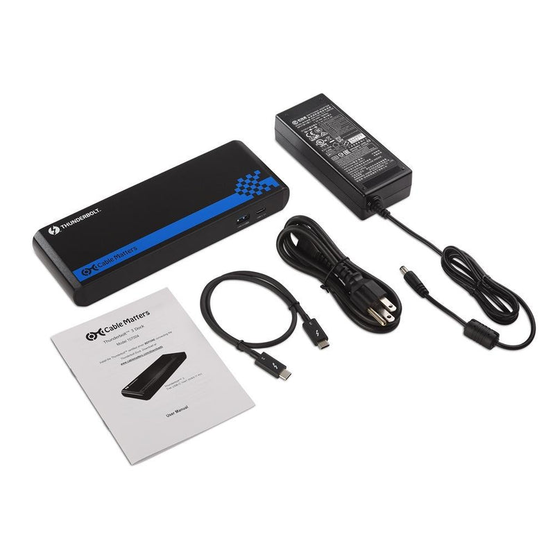 Cable Matters Intel-certificeret Thunderbolt 3 Dock 1 til 9 med 1x DisplayPort, 2x TB3, 1xUSB-C 3.1, 1x GigaLAN, 2xUSB 3.0, 2xAudio