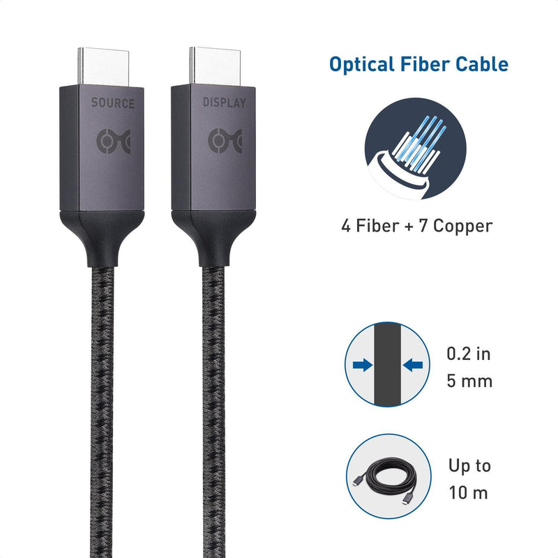 Cable Matters certificeret Ultra High Speed HDMI2.1 aktivt AOC optisk fiberkabel 10m 8K 60Hz 4K 120Hz 48Gbps Dyn. HDR, eARC, VRR -kompatibelt