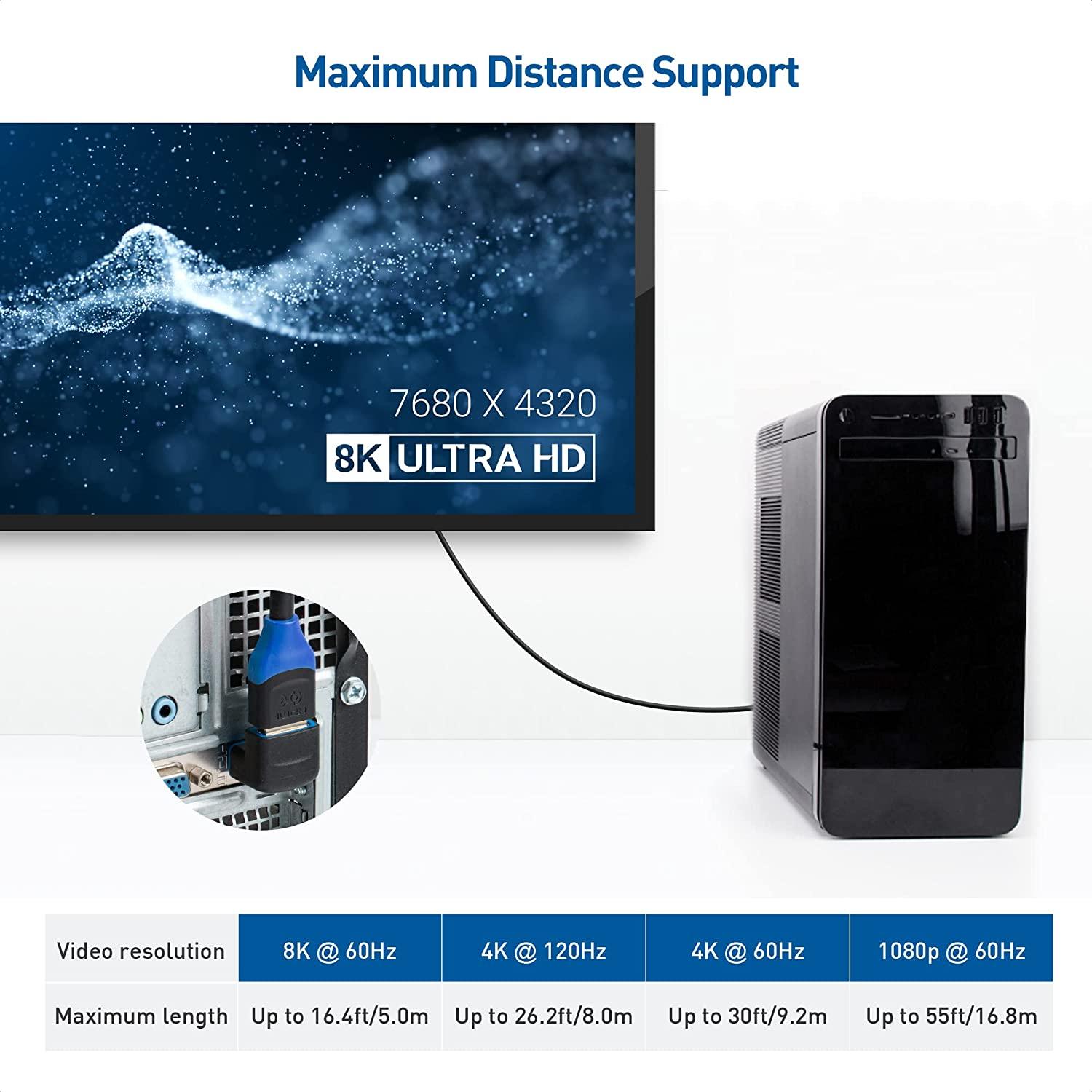 Cable Matters vinklet HDMI-adapter 8K60Hz 4K120Hz HDR 2-pak