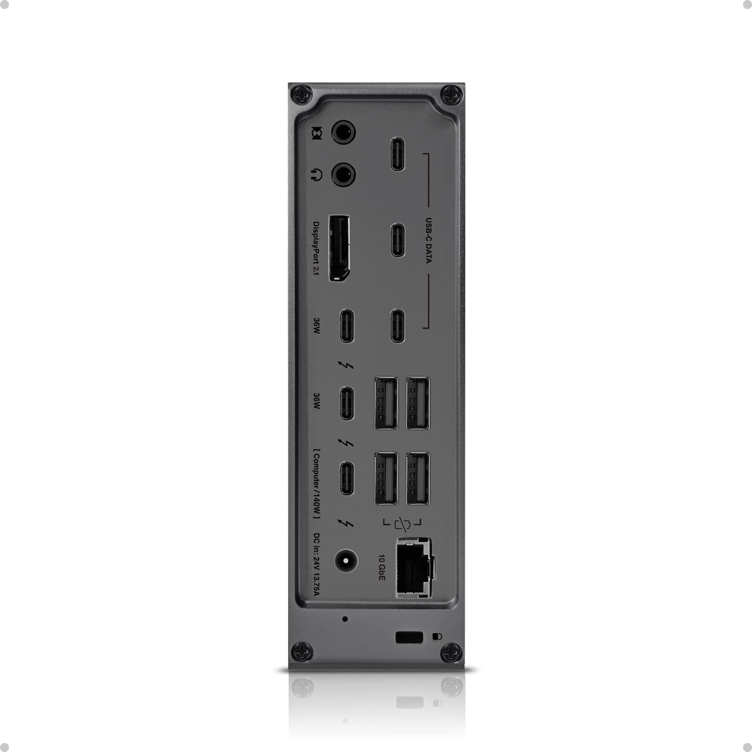 CalDigit TS5 Plus - 20 Porte Thunderbolt 5 Dockningsstation, 140W Opladning, 3X 80Gb/s Thunderbolt 5, 10x 10Gb/s USB Porte