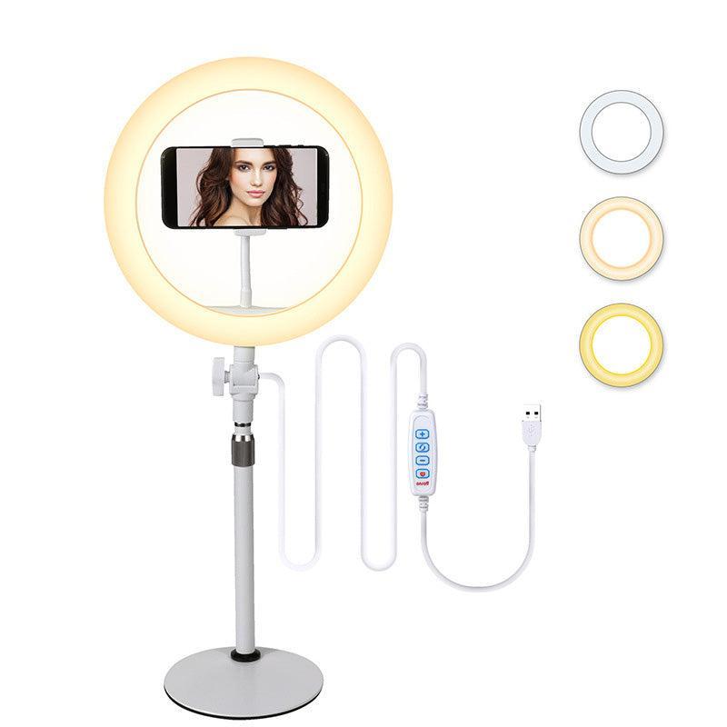 Desktop LED Ring Light 26 cm diameter med mobil holder tre lys mode selfie lampe ring lampe