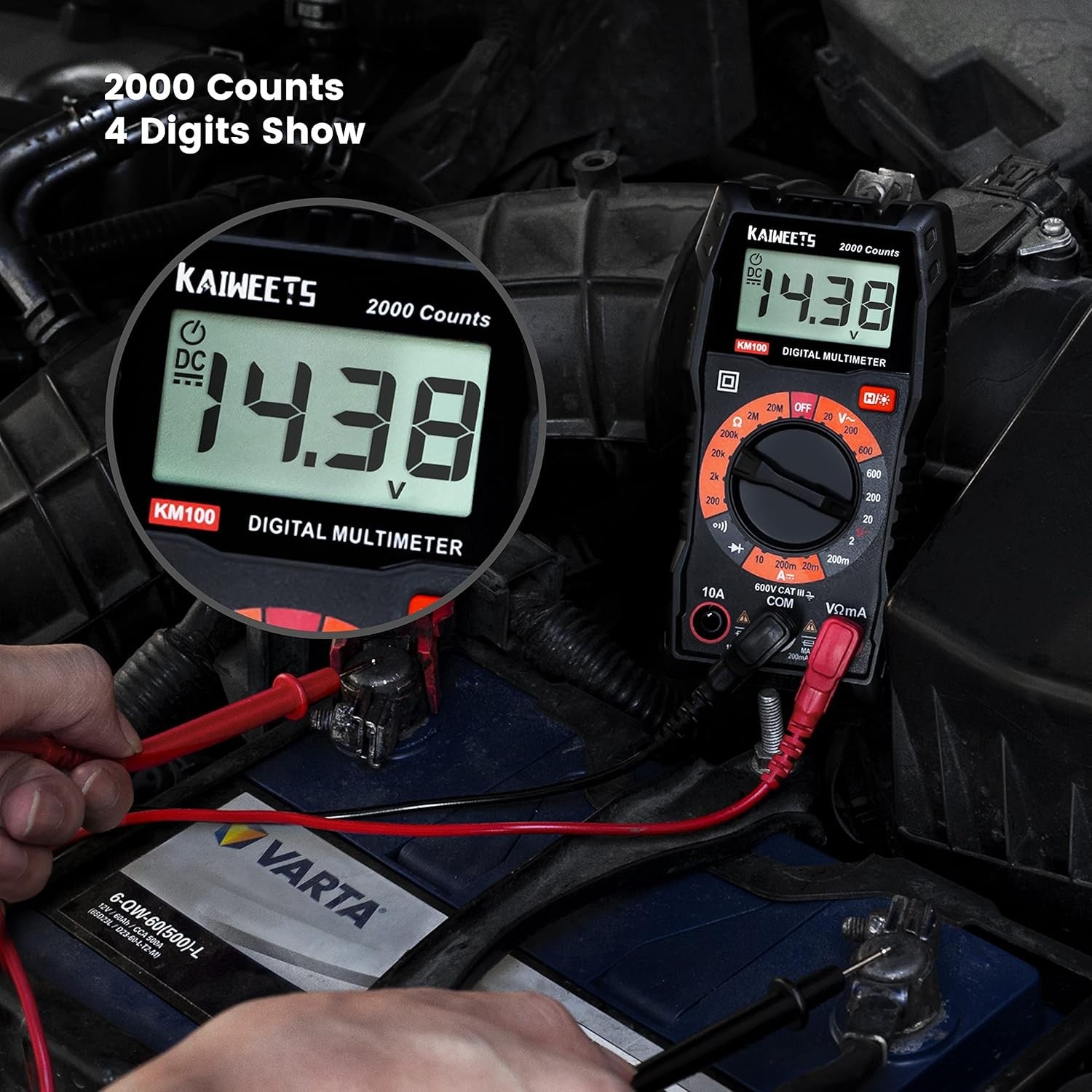 Digital Multimeter, DC AC Voltmeter, Ohm Volt Amp Test Meter and Continuity Test Diode Voltage Tester for Household Outlet