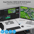 NÖRDIC KVM-switch 2 til 2 DisplayPort & HDMI, 8K60Hz/4K120Hz, 4x USB-A