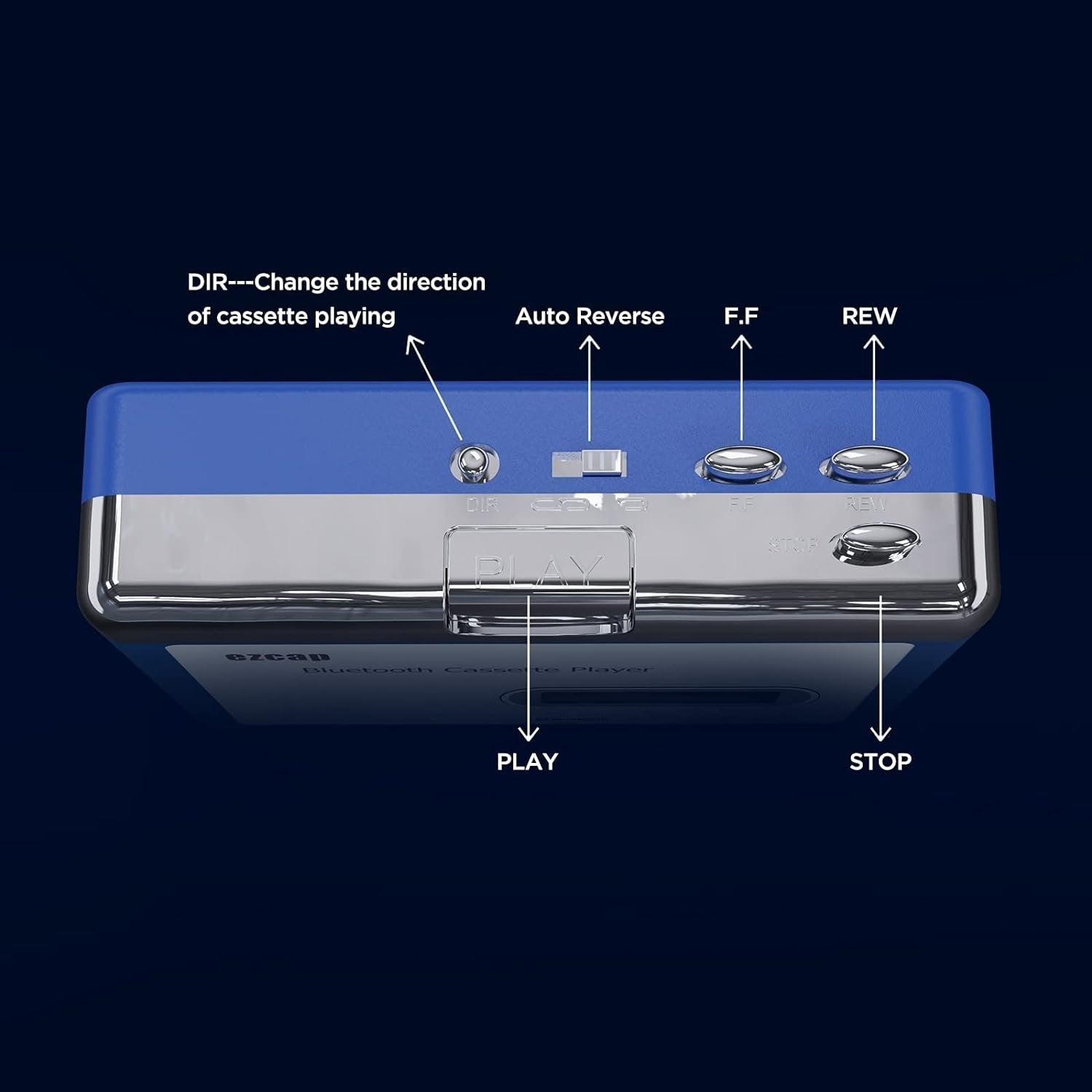 EZCAP Bluetooth kassetteafspiller, Walkman båndafspiller med 3,5 mm udgang og hovedtelefoner
