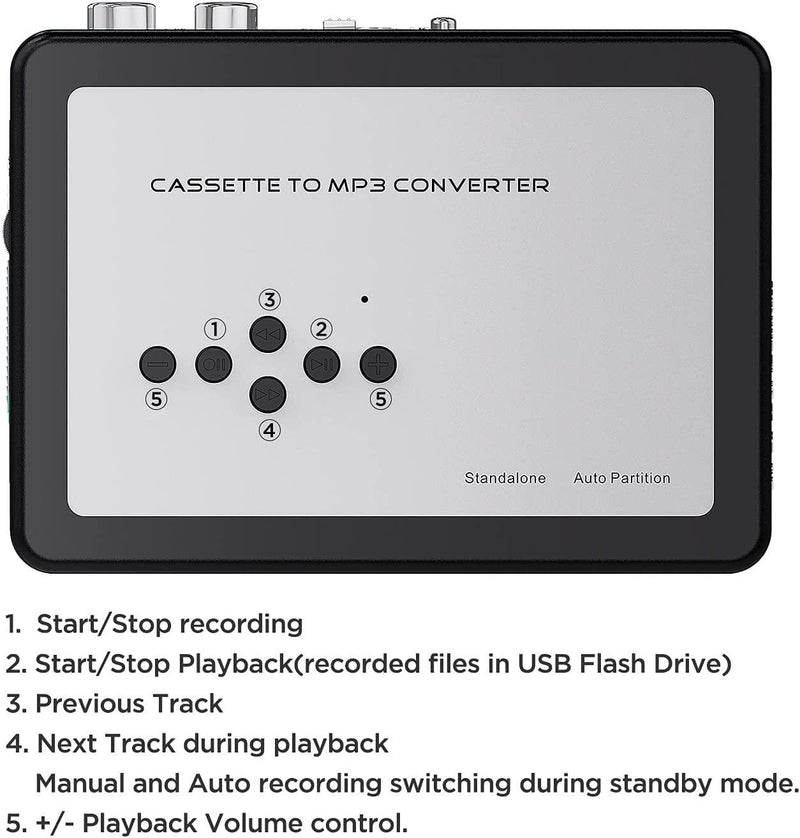 Ezcap Cassette til MP3 Converter Digital Cassette Player Konverterer bånd til MP3 til USB Flash Drive Ingen computer påkrævet