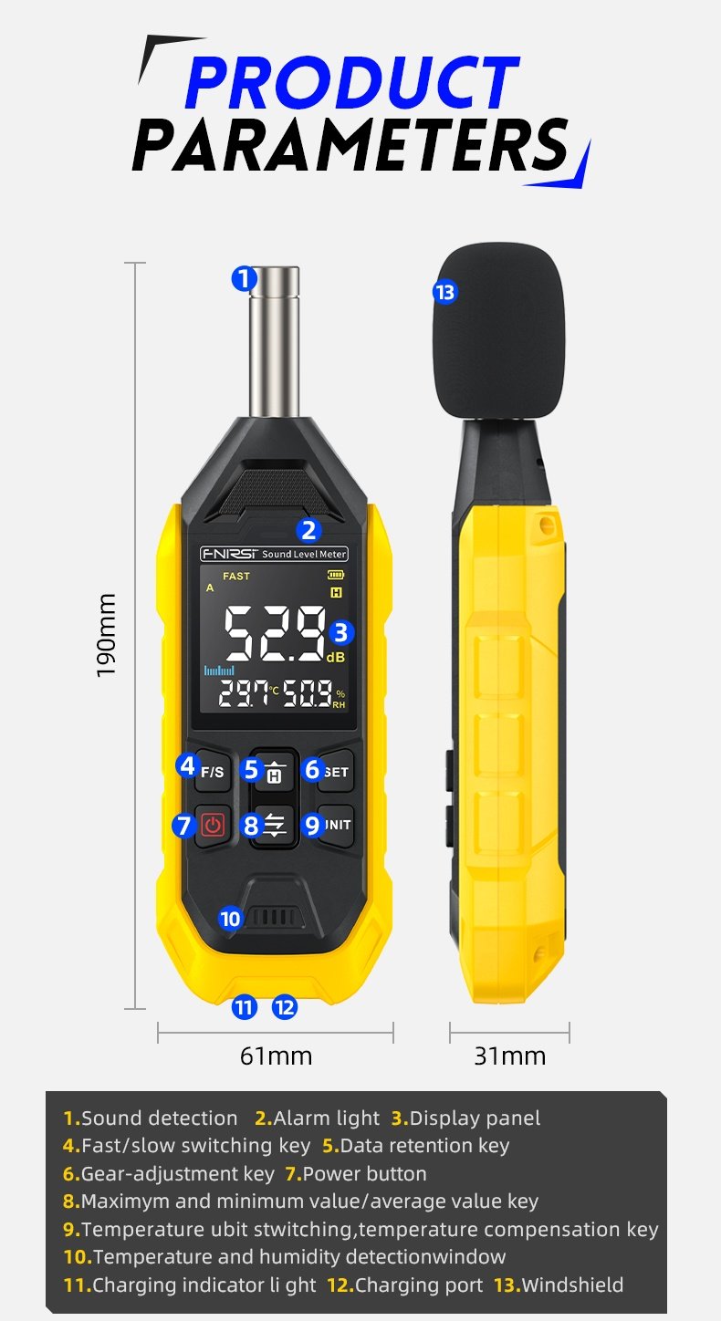 FNIRSI FDM01 Digital støj- og lydmåler 30~130dB