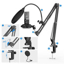 Fifine T669 USB Mikrofon kits med kondensatormikrofon, bordstativ popfilter shock mount lydkabel og stativ kompatibel med PS5