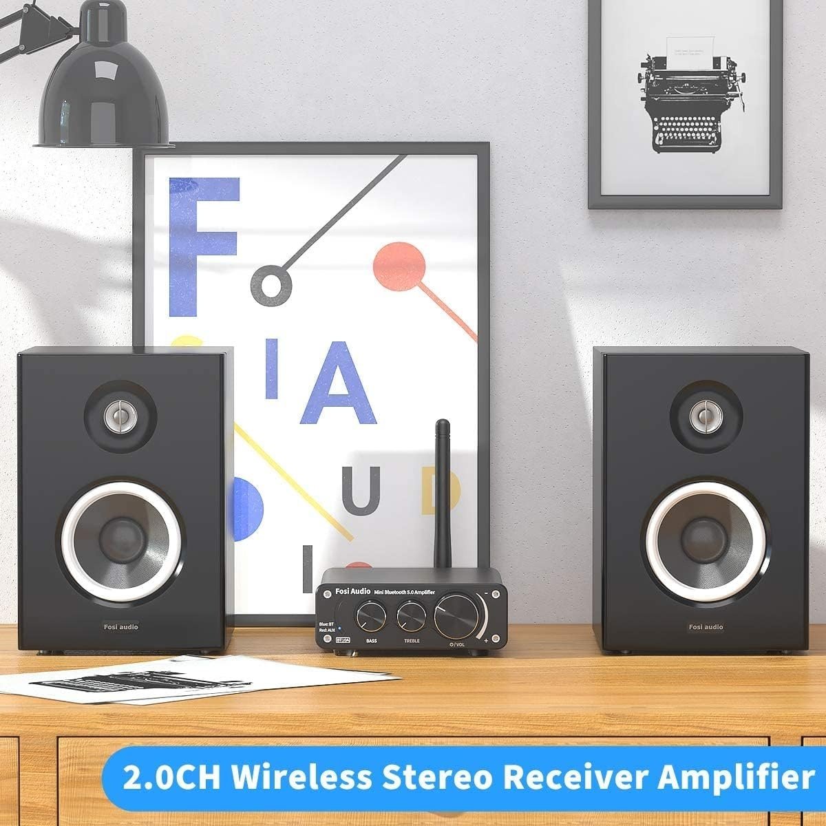 Fosi Audio BT10A Bluetooth 5.0 Stereo Audio Amplifier Receiver 2 Channel Class D Mini Hi-Fi integreret forstærker til passive hjemmehøjttalere 50W x 2 TPA3116