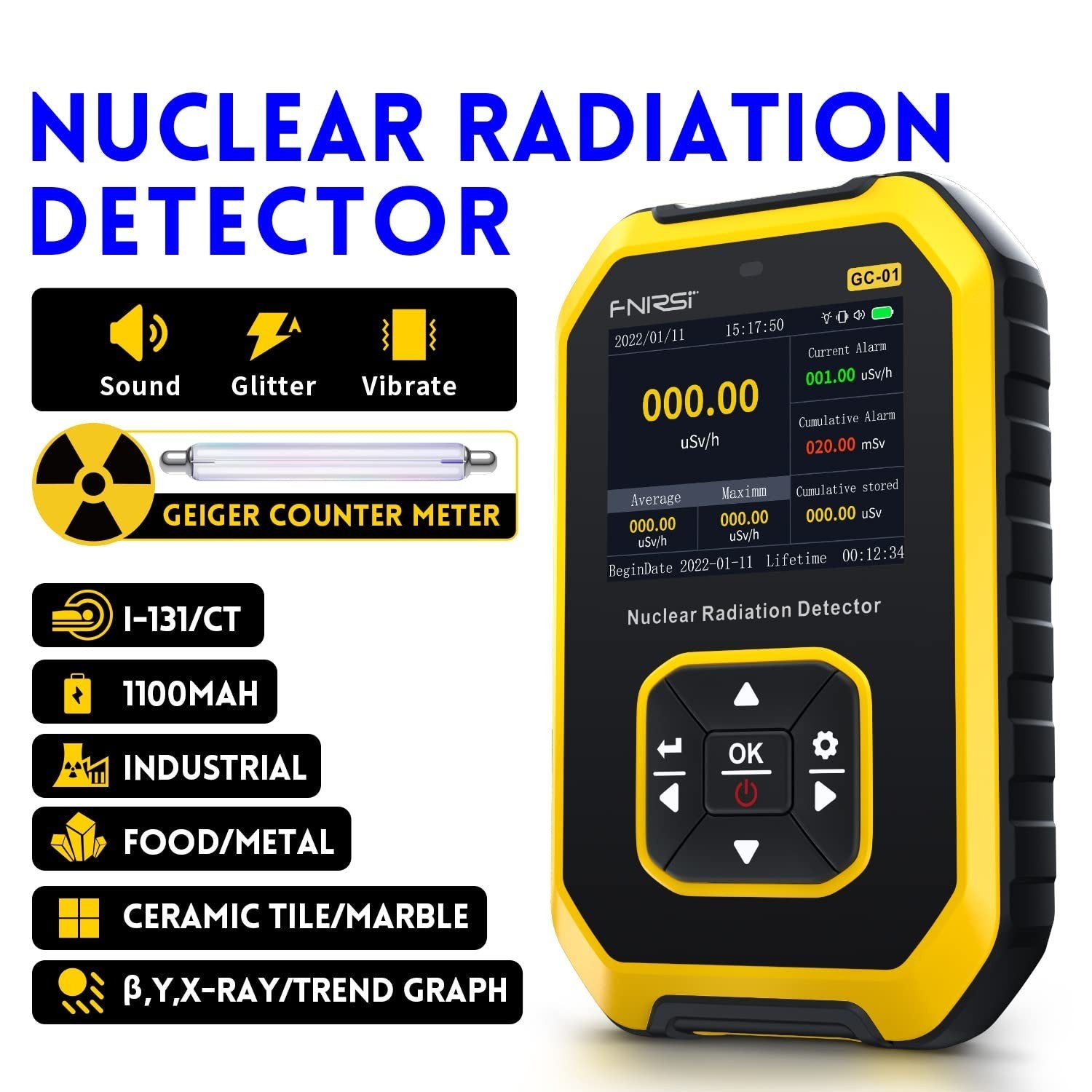 FNIRSI GC-01 Geigermåler - Dosimeter med LCD Display