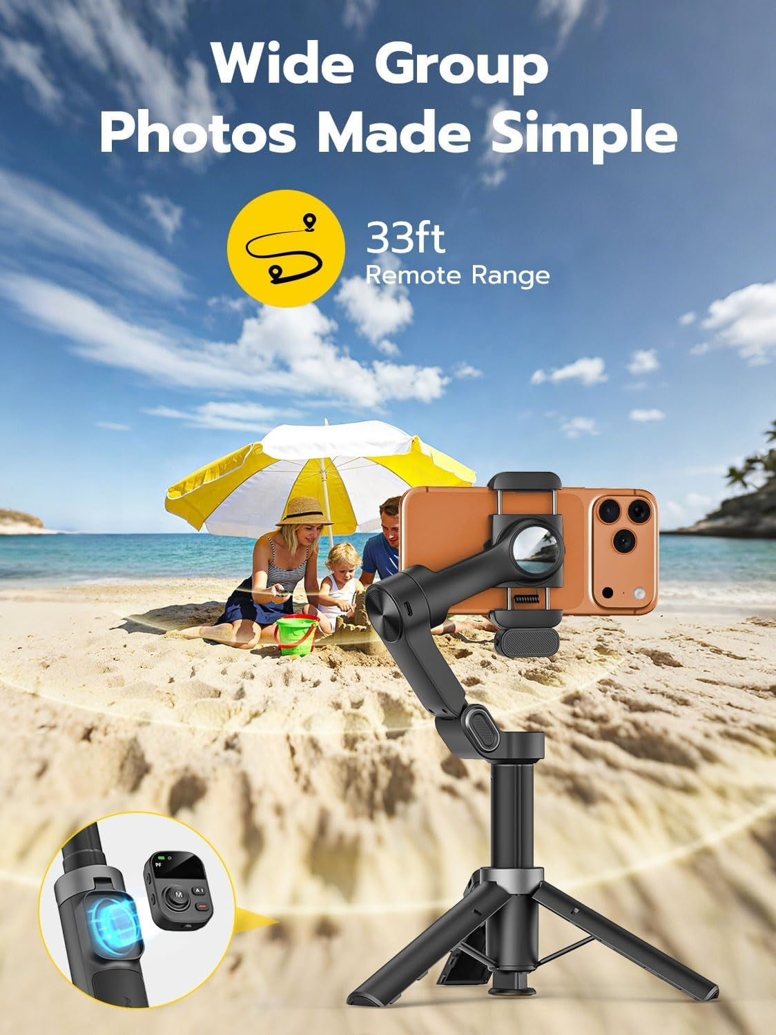 Håndholdt 3-akset anti-rystelse gimbal-stabilisator til iPhone AI-sporingsmodul med fill-light Gestusstyring og one-tap stativfrigørelse Indbygget forlængerstang