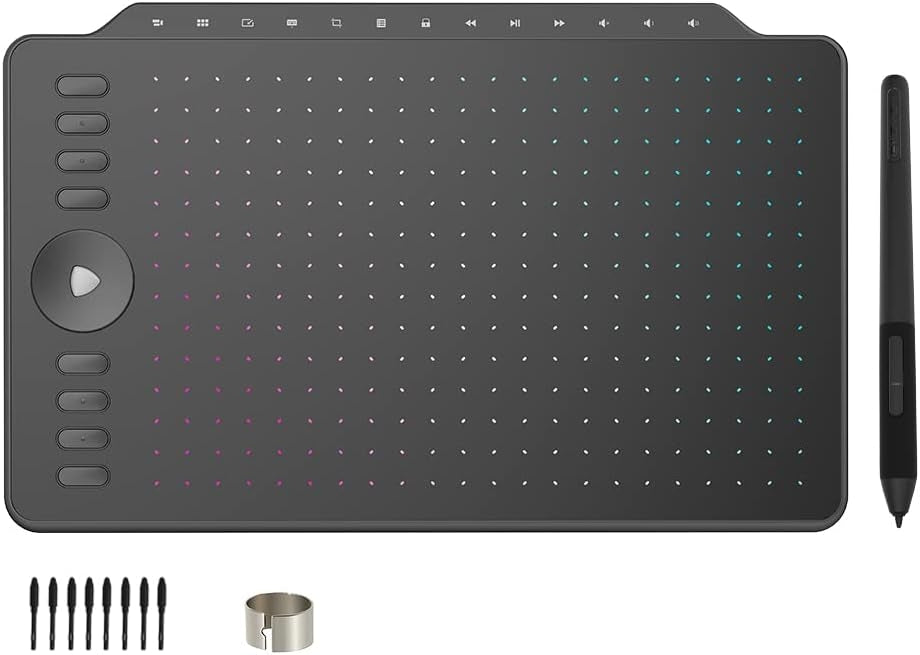 GAOMON Grafisk Tegneplade 12" med 8 genvejsknapper & 13 multimedieknapper