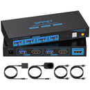 NÖRDIC KVM switch 2 til 1 HDMI til HDMI, 8K60Hz/4K120Hz, 4x USB-A