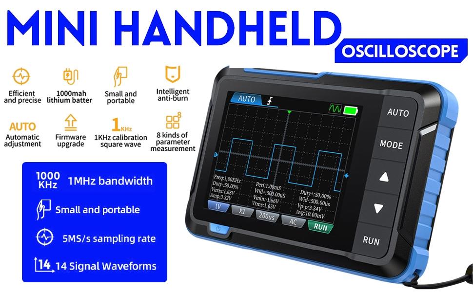 FNIRSI DSO153 2 i 1 mini oscilloskop og signalgenerator, 2,8" skærm, 5MS/s 1MHz