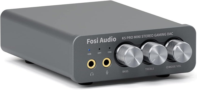 Fosi Audio K5PRO Gaming mini DAC-forstærker til PS5/PC/MAC, USB-C/Optisk/Koaksial til 3,5 mm/RCA