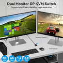 NÖRDIC KVM-switch 2 til 2 DisplayPort til DisplayPort, 8K60Hz/4K120Hz, 4x USB-A