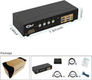 KVM 4x2 HDMI Switch Dual Monitor HDMI2.0 4K60Hz 4:4:4 med 1x3.5mm og 4xUSB-A