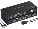 NÖRDIC KVM-switch 2 til 1 DisplayPort til DisplayPort, 8K60Hz/4K120Hz, 4x USB-A