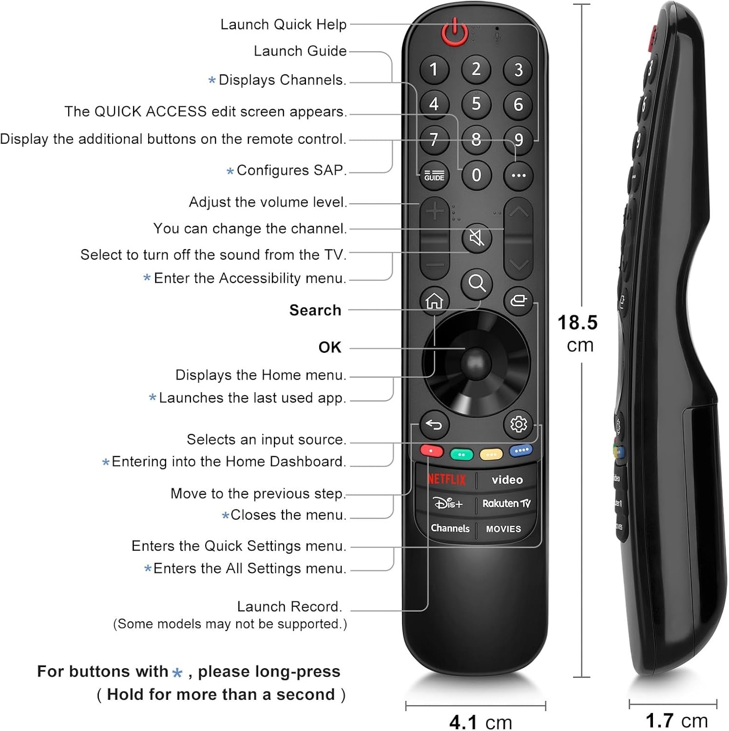 LG TV Remote Control, Universal for LG Magic Remote Smart TV no voice and pointer function, Replacement for LG Original MR24GA MR23GA MR22GN MR21GA