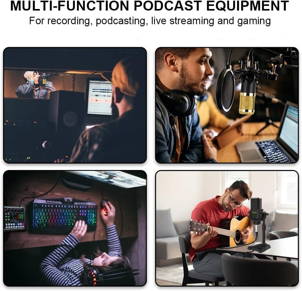 Live Sound Card Audio Mixer, Podcast Audio Interface with DJ Mixer Effects for PS4 PS5 Karaoke Tiktok YouTube Live Streaming Record Gaming
