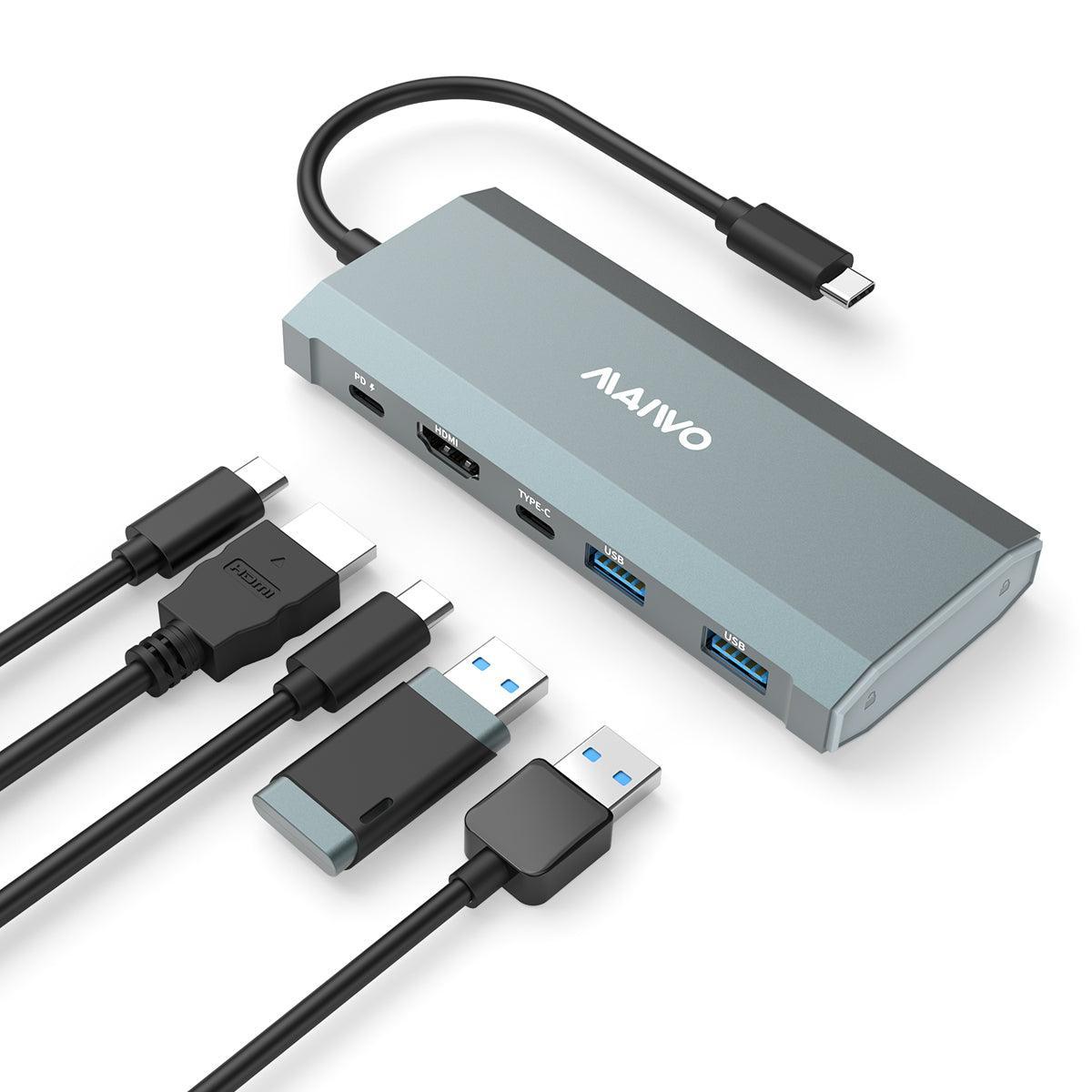 MAIWO 1 til 6 dockingstation 1xNVMe/SATA 1xHDMI 4K60Hz, 2xUSB-A 1xUSB-C 5Gbps 1xUSB-C PD100W