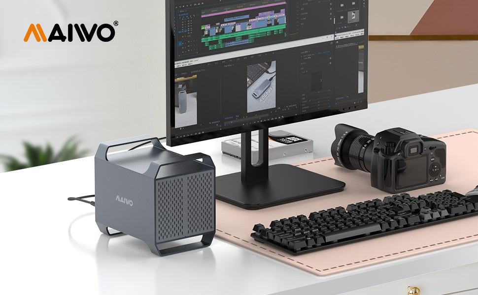 MAIWO 4-Bay DAS Design for 3.5” SATA HDDs with 2 Cooling USB-C & 10 Gbps Speed, NO RAID