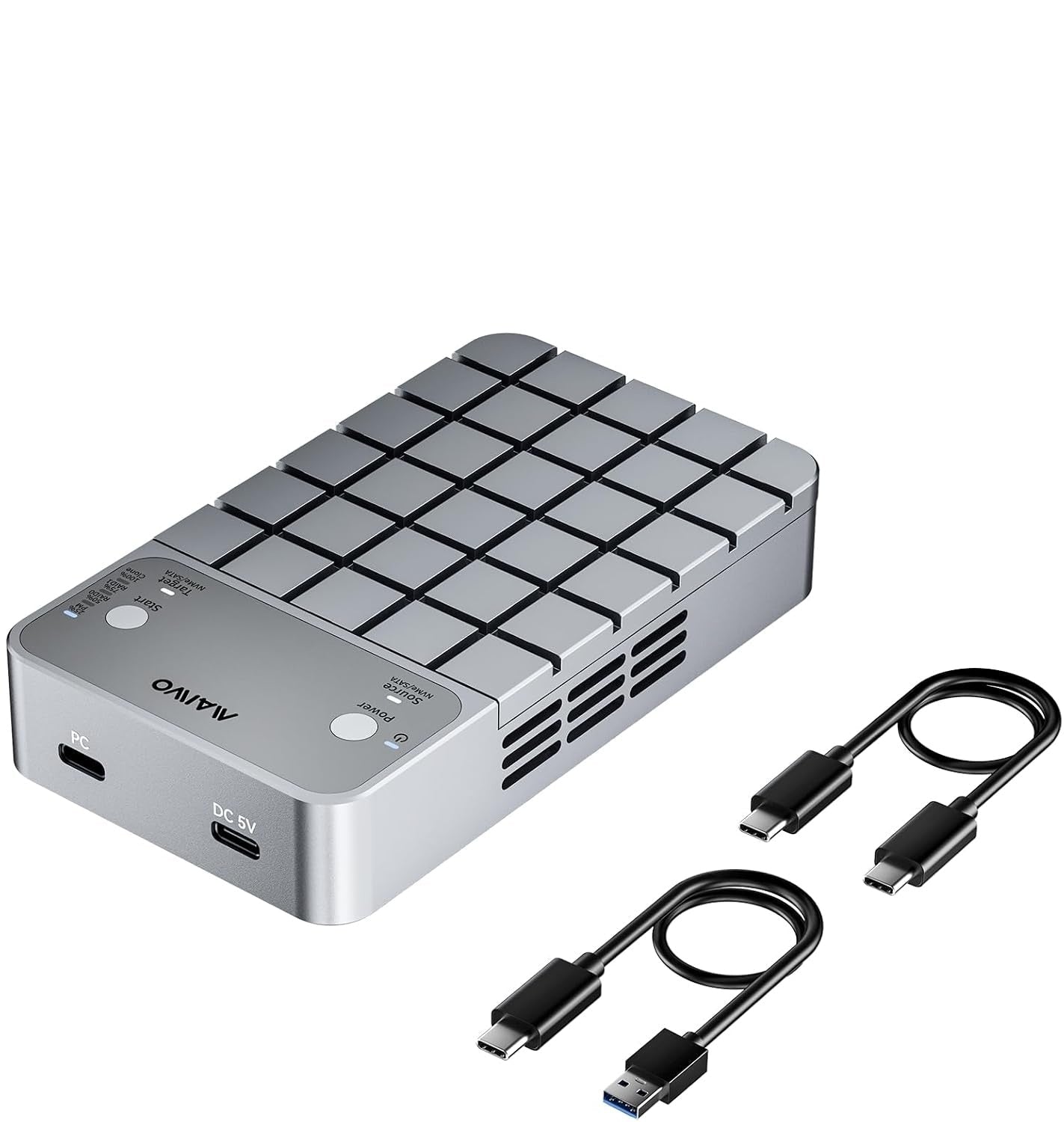 MAIWO Dual Bay RAID Enclosure for M.2 NVMe SATA SSD with Clone RAID 0 RAID 1, USB C 3.2 GEN2x2 20Gbps