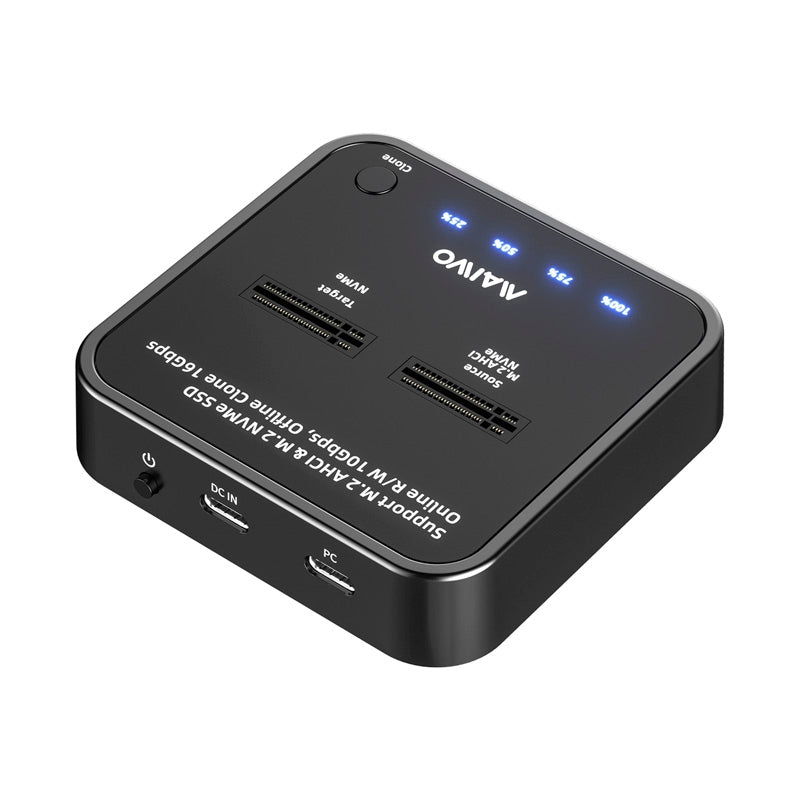 MAIWO K3016AN NVMe Cloner M.2 Duplicator for PCIe NVMe M-Key SSD, 16Gbps Cloning Speed, Access Two SSDs Simultaneously