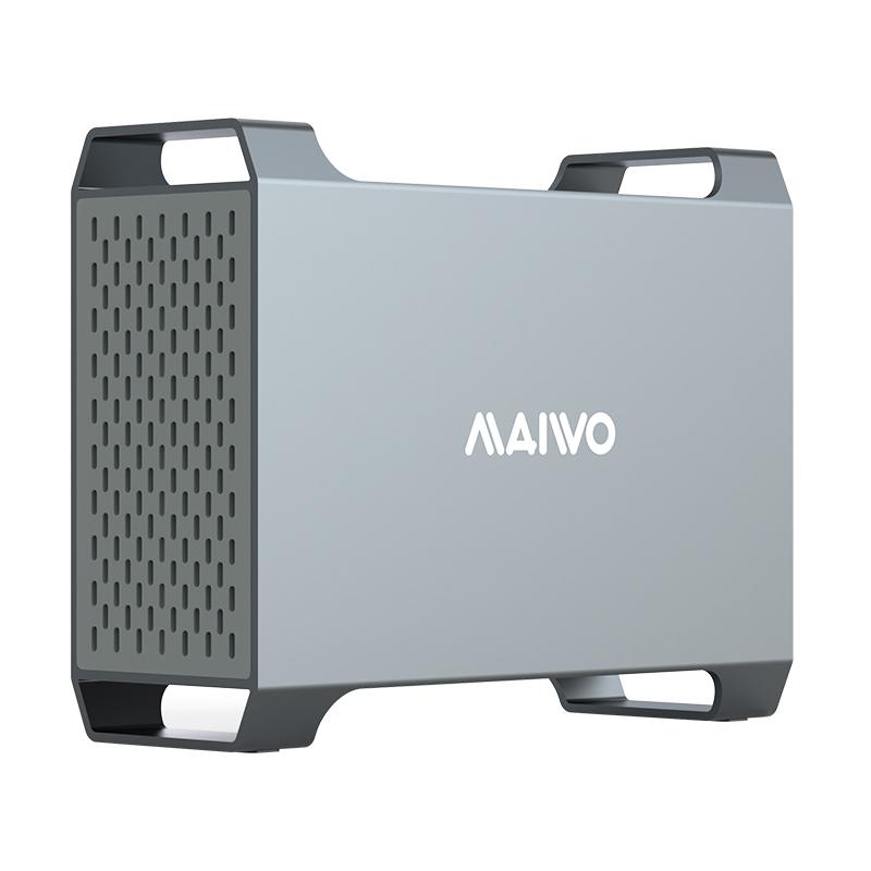 MAIWO K35282C USB-C 3.1 eksternt kabinet aluminium til 2x 3,5" SATA HDD med understøttelse af RAID