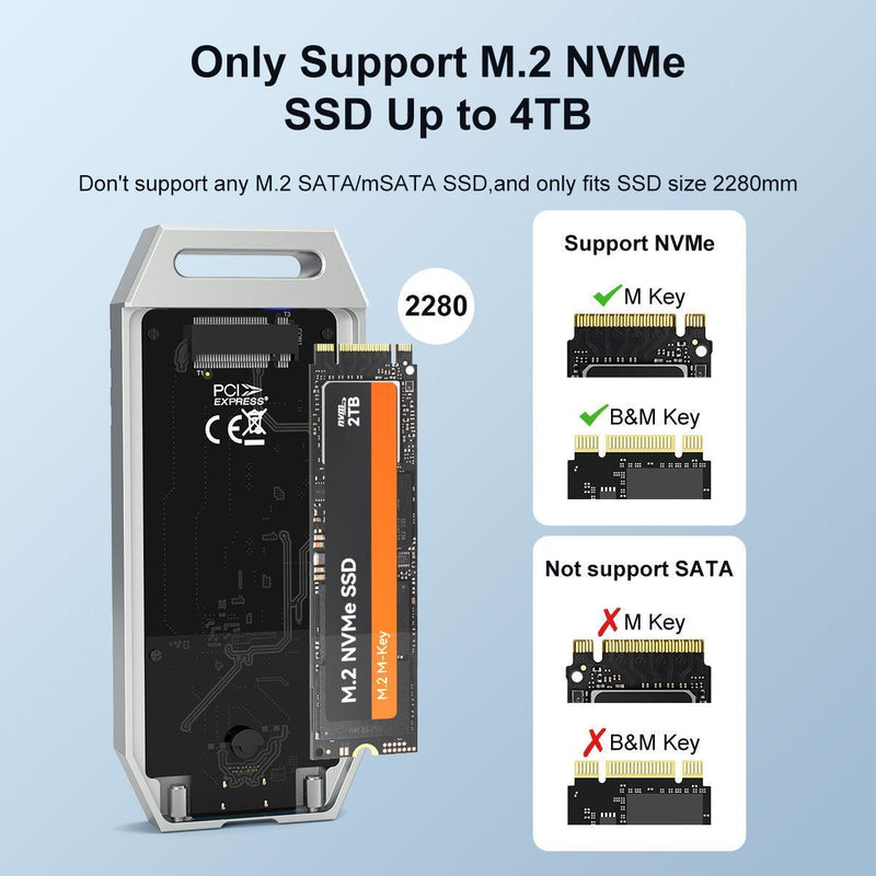 MAIWO USB4.0 NVMe eksternt kabinet 8TB M og B&M nøgle 2280