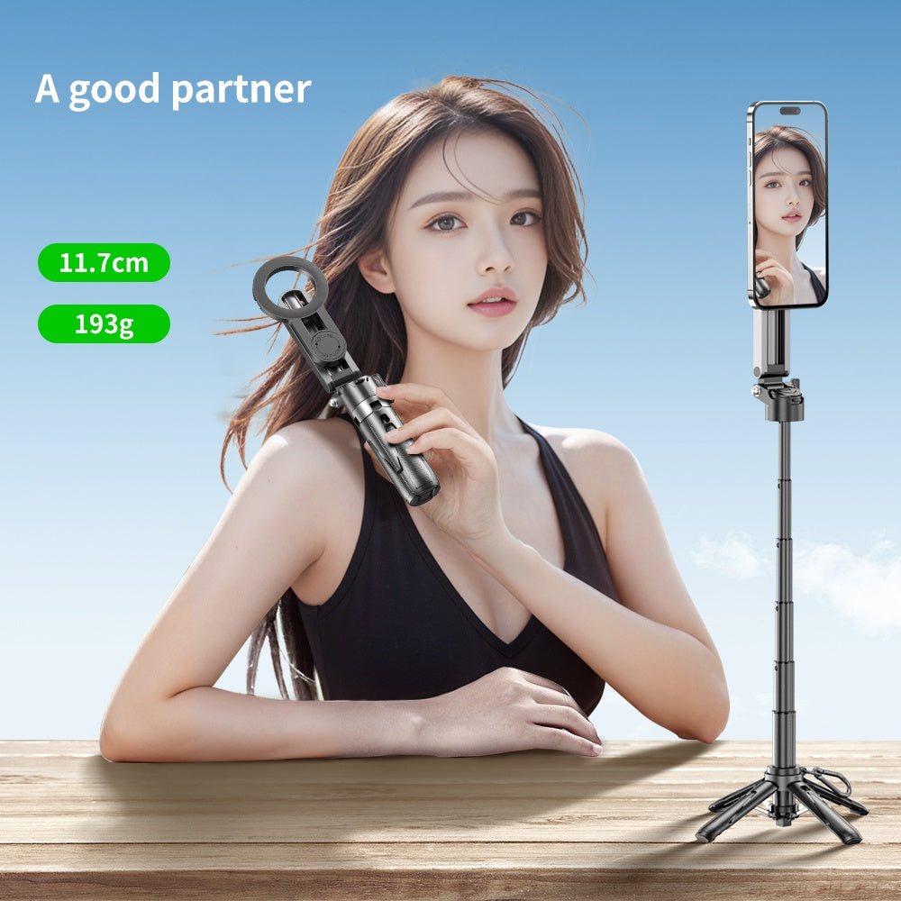 Magnetisk Selfie-stick med indbyggede fjernfunktioner, udtrækkeligt mobilstativ kompatibelt med MagSafe, selfie-stick/tripod