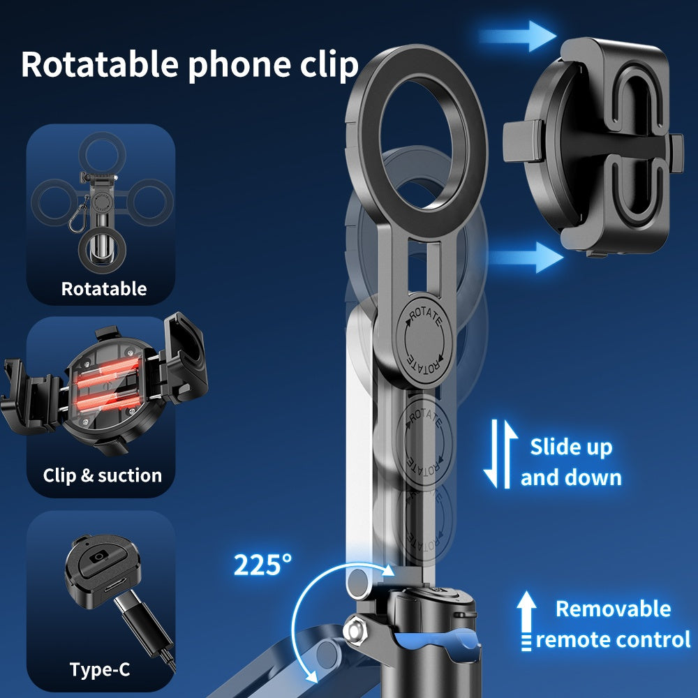 Magnetisk Selfie-stick med indbyggede fjernfunktioner, udtrækkeligt mobilstativ kompatibelt med MagSafe, selfie-stick/tripod