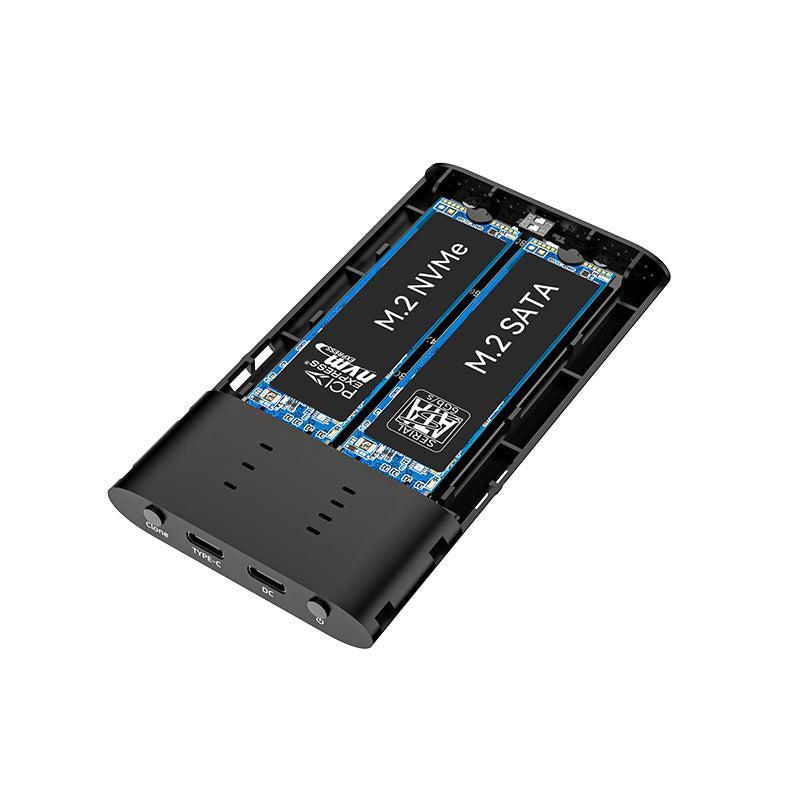 Maiwo Ekstern HDD-klonkabinet M.2 SATA og NVMe SSD USB3.2 10 Gbps 1:1 HDD-klon