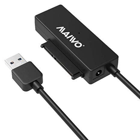 Maiwo K10435 5Gbps USB3.1 til 2,5 "og 3,5" HDD / SSD 12.5mm SATA III adapter med 10cm USB Et kabel, skab i transparent plast, med strøm adapter