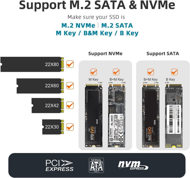 Maiwo K1683P2 Ekstern kabinet M.2 NVMe og SATA SSD til USB og USB A C 10 Gbps B Key og Key B & M UASP 2280 2260 2242 2230 aluminimu