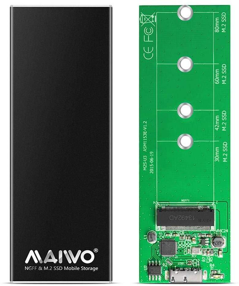 Maiwo K16N M.2 SATA SSD til USB3.1 GEN1 5Gbps Eksternt opbevaringsskab 2230-2242-2260-2280 NGFF B-nøgle og B & M-nøgle aluminium