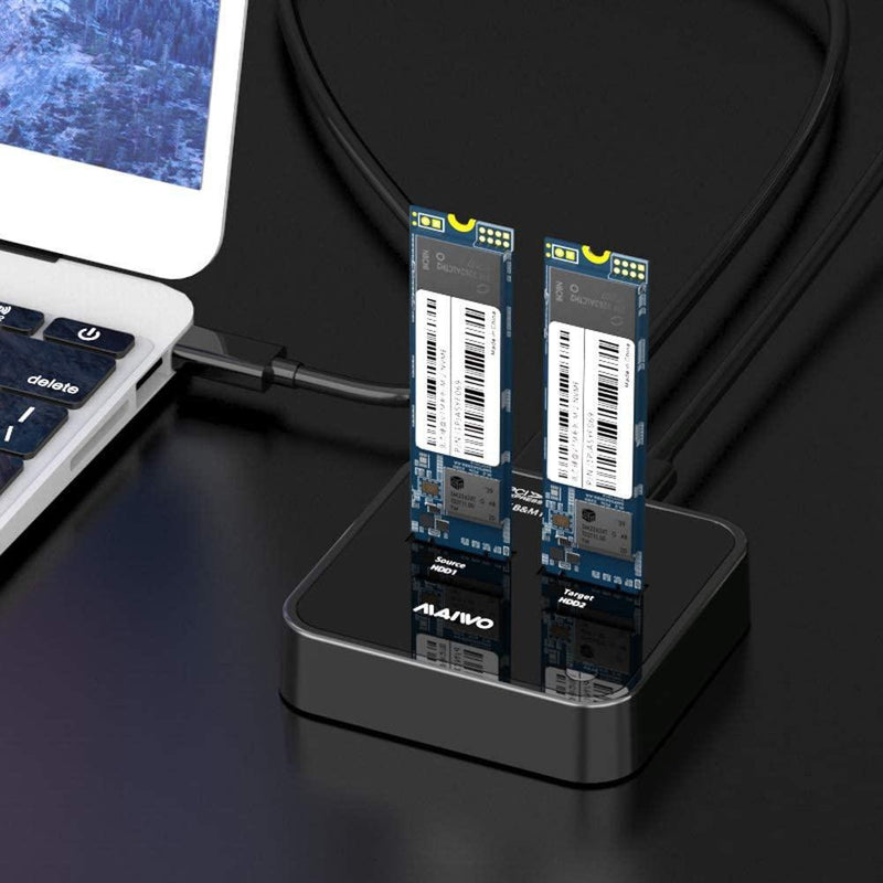 Maiwo K3016P dockingstation til disk kloning af NVMe SSD 1: 1 10 Gbps M-Key og Key B + M