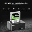 Maiwo K3082CR USB C 3.1 Gen1 5Gbps Docking Station, 2 SATA HDD SDD 14TB med støtte til uasp, støtte til Sataii 6Gbps, kloning, kortlæser, USB-hub