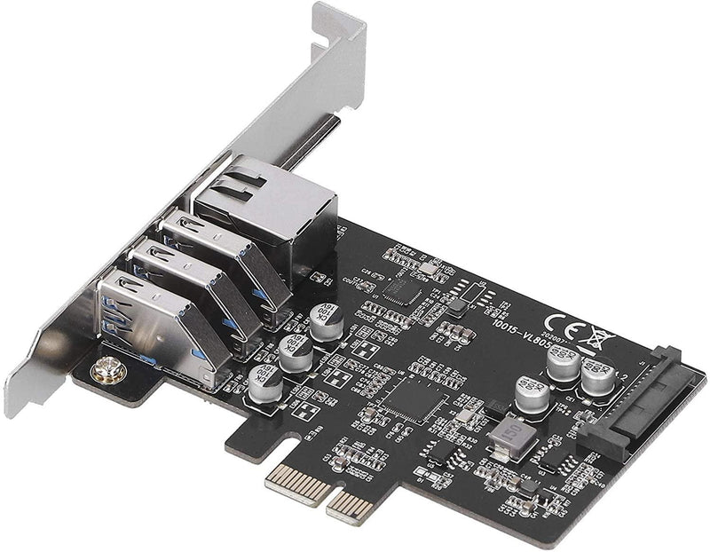 Maiwo KC015 PCI Express x1kort til 3xUSB3.0 5Gbps og 1x Gigabit Ethernet