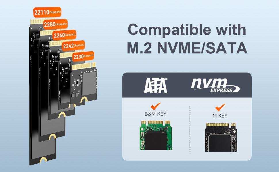 Maiwo USB-C 3.2 dockingstation til NVMe/SATA M.2 SSD 10 Gbps