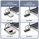 Maiwo USB-C adapter til NVMe/SATA M.2 SSD og 2.5"/3.5" SATA HDD USB-C 3.2 10Gbps