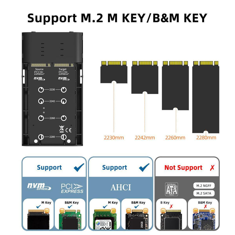 Maiwo eksternt kabinet til harddiskkloning M.2 NVMe SSD USB3.2 20Gbps