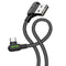 Mcdodo CA 5283 Vinklet USB C til vinklet USB A kabel til synkronisering og hurtig opladning LED sort 3m