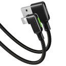 Mcdodo CA-7511 Lightning (Ikke-MFI'er) til USB A vinklet kabel med LED 1,8m sort