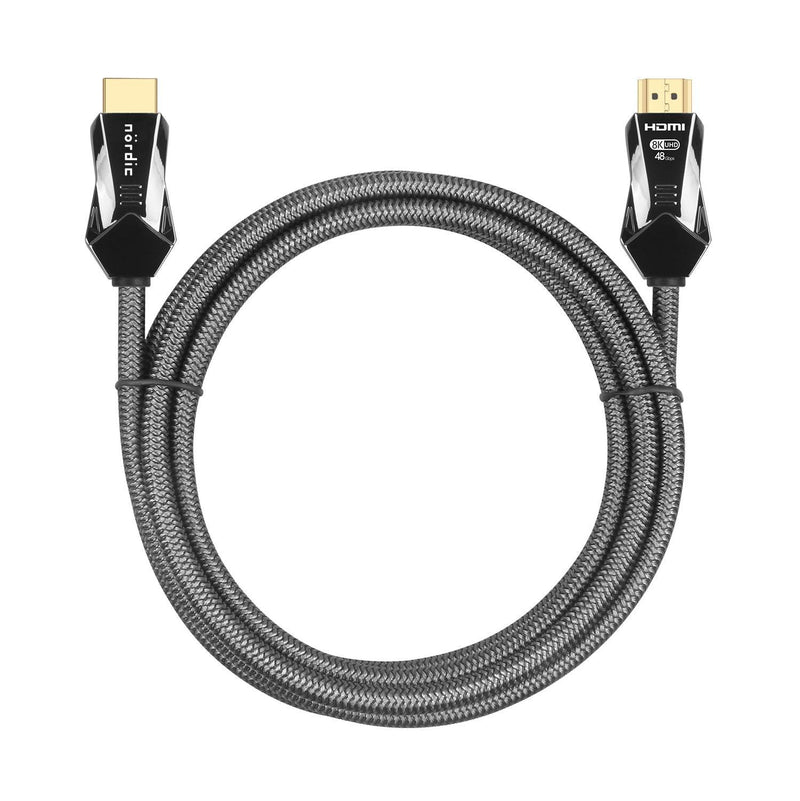 NORDIC CERTIFICEREDE KABLER 1m Ultra High Speed HDMI 2.1 8K 60Hz 4K 120Hz 48Gbps Dynamic HDR eARC VRR Nylon flettet kabel forgyldt