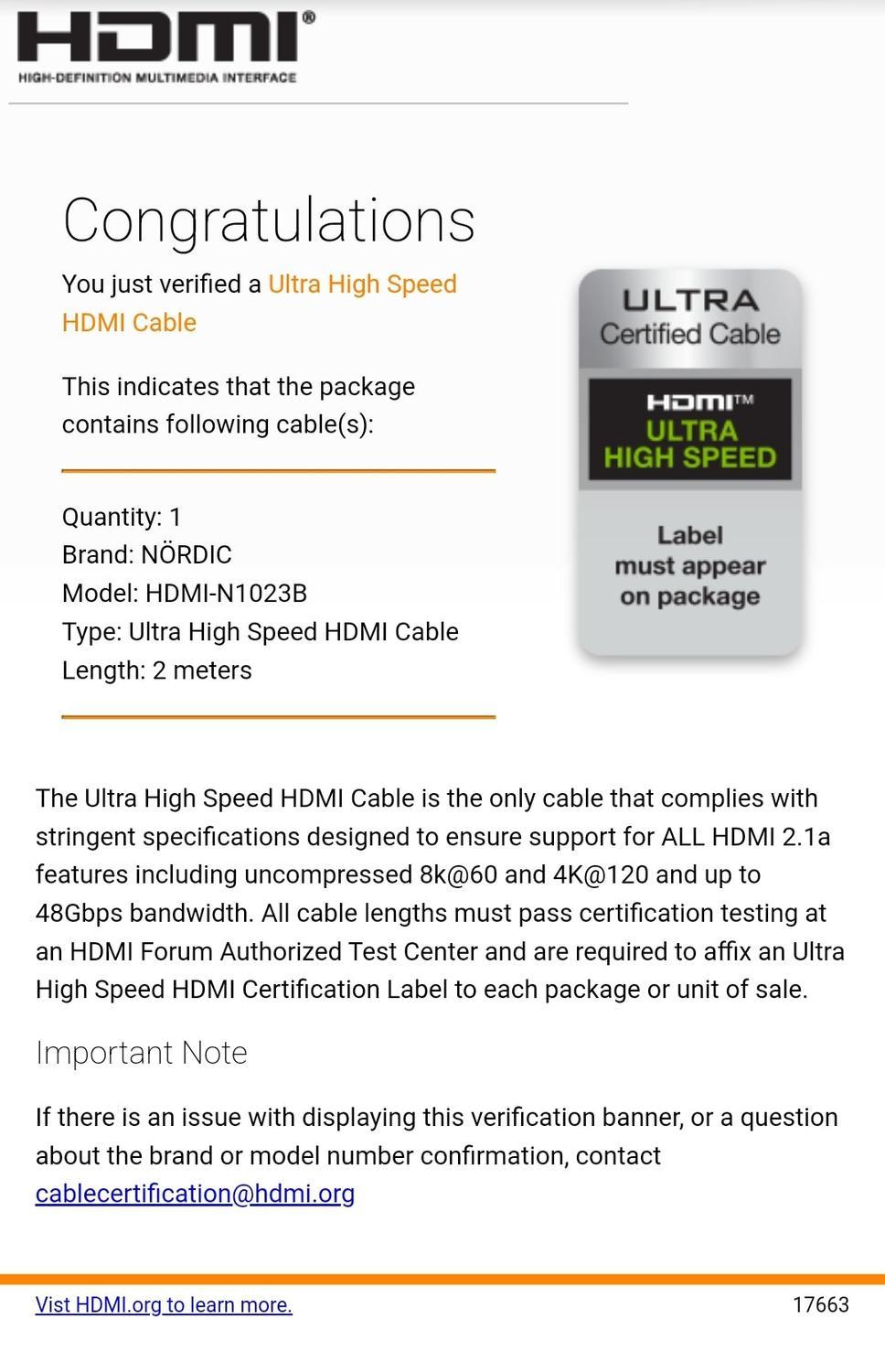 NORDIC CERTIFICEREDE KABLER 2m Ultra High Speed HDMI 2.1 8K 60Hz 4K 120Hz 48Gbps Dynamic HDR eARC VRR Nylon flettet kabel forgyldt